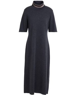Purotatto Charcoal Midi Dress Merino Wool - Blue