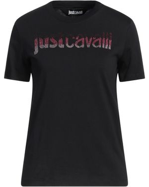 Just Cavalli Logo-Print Crewneck Cotton T-Shirt - Black