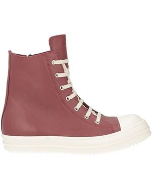 Rick Owens Burgundy Sneakers Leather - Pink