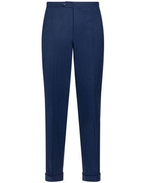 Isaia Trousers Virgin Wool - Blue