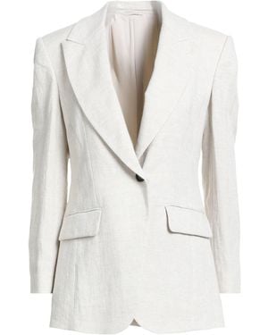 Brunello Cucinelli Ivory Blazer Linen, Polyester, Polyamide, Ecobrass - White