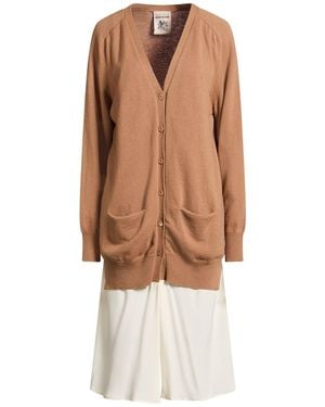 Semicouture Camel Midi Dress Cashmere, Polyamide, Acetate, Silk - Brown