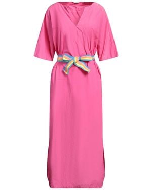 Caliban Fuchsia Midi Dress Cotton - Pink