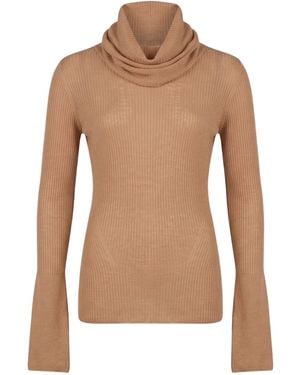 DES_PHEMMES Sand Turtleneck Wool - Brown