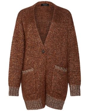 Fabiana Filippi Chocolate Cardigan Virgin Wool, Mohair Wool, Silk, Polyamide, Polyester - Brown