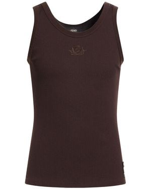 Fendi Dark Tank Top Polyamide, Elastane - Brown