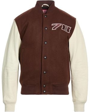 DIESEL Jacket Wool, Nylon, Cow Leather - Brown