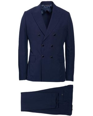Reveres 1949 Suit Viscose, Linen - Blue