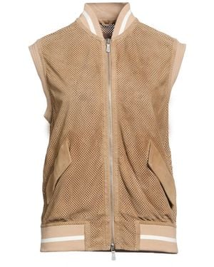 Eleventy Camel Vest Lambskin, Cotton - Natural