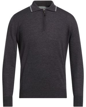 Canali Charcoal Sweater Merino Wool - Blue