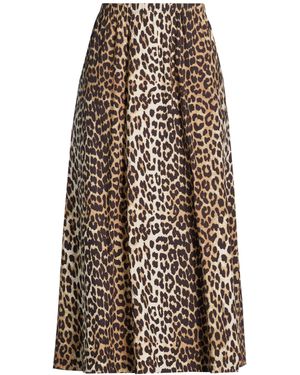 Ganni Midi Skirt Organic Cotton - Brown