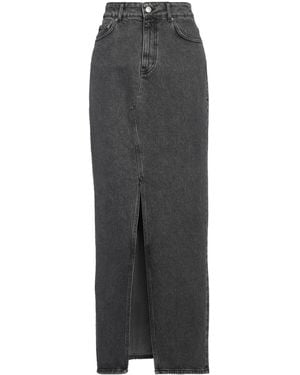 Oval Square Denim Skirt - Gray