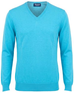Drumohr Azure Jumper Cashmere, Merino Wool, Silk - Blue