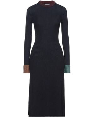 Lanvin Midnight Midi Dress Virgin Wool, Viscose, Metallic Fiber - Blue