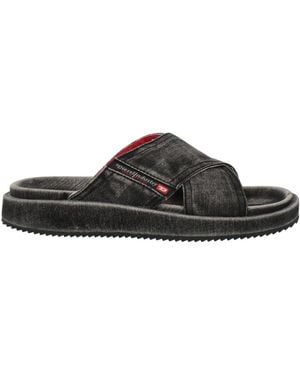 DIESEL Charcoal Sandals Textile Fibres - Black