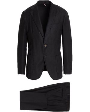 Santaniello Charcoal Suit Wool - Black