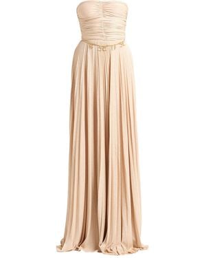 Elisabetta Franchi Carpet Sand Maxi Dress Viscose, Polyester, Polyamide, Elastane - Natural