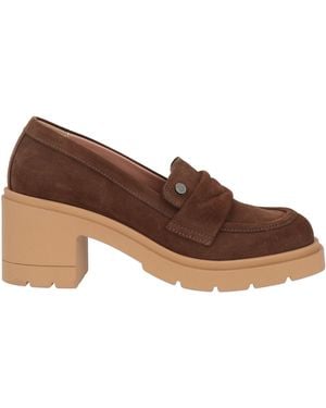 Pollini Camel Loafers Leather - Brown
