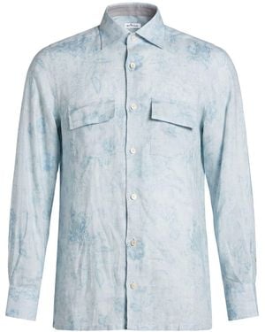 Kiton Shirt Linen - Blue