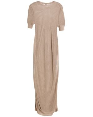 Herno Maxi Dress Viscose, Metallic Fibre - Natural