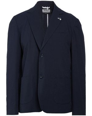 Fred Mello Midnight Blazer Cotton, Elastane - Blue