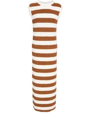 Eleventy Camel Maxi Dress Cotton, Linen, Polyester - White