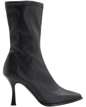 8 by YOOX Glove Stretch Leather Square Toe Heeled Ankle Boots Ankle Boots Polyurethane - Black