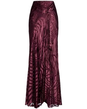 Alberta Ferretti Burgundy Maxi Skirt Viscose, Silk - Purple
