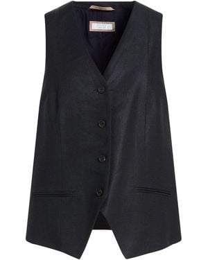 Peserico Tailored Vest Linen - Blue