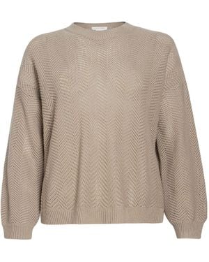 Le Tricot Perugia Taupe Jumper Virgin Wool, Silk, Cashmere - Natural