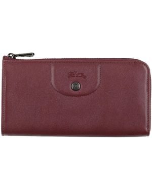 Longchamp Wallet Lambskin, Cowhide - Purple