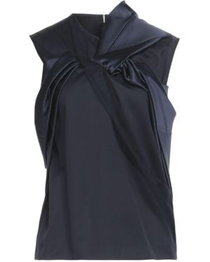 Fabiana Filippi Satin Wool-Blend Button Top - Blue