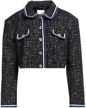 Sandro Cropped Metallic Cotton-blend Tweed Jacket - Black