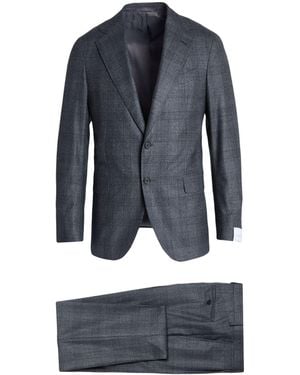 Caruso Charcoal Suit Wool - Blue