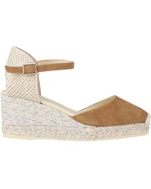 Espadrilles Camel Leather, Textile Fibres - Natural
