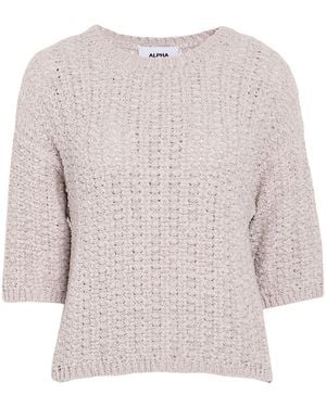 Alpha Studio Taupe Sweater Cotton, Polyamide - Gray