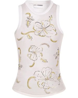 DES_PHEMMES Top Nylon, Cotton, Elastane - White