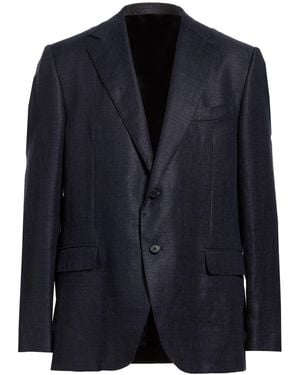 Caruso Midnight Blazer Linen, Wool - Blue