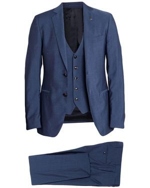 Trussardi Slate Suit Virgin Wool - Blue