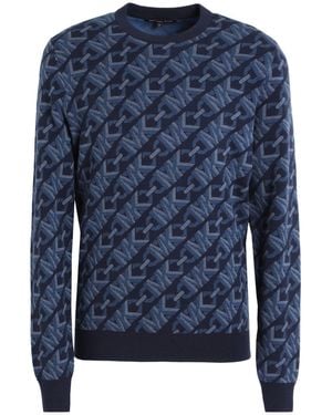 Michael Kors Empire Signature Logo Jacquard Merino Wool Jumper - Blue
