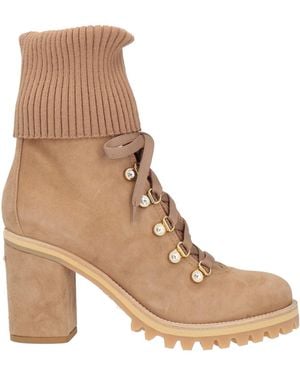 Le Silla Ankle Boots Leather, Textile Fibres - Natural