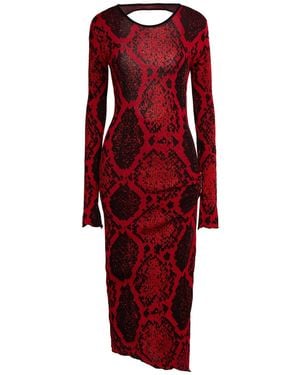 The Attico Midi Dress Viscose, Cotton, Polyamide, Elastane - Red