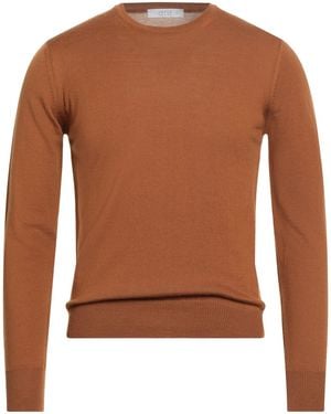 Vneck Camel Jumper Merino Wool - Brown