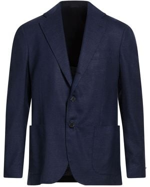 De Petrillo Blazer Virgin Wool, Silk, Linen, Elastane - Blue