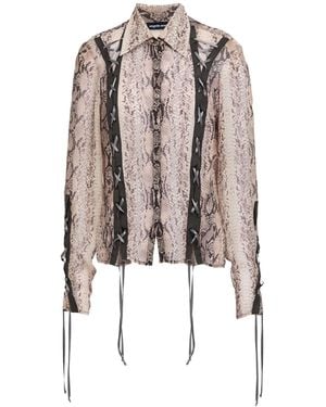 Angelo Marani Taupe Shirt Silk - Gray