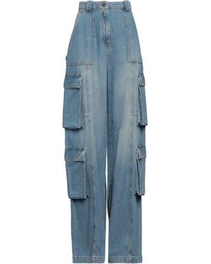 Elisabetta Franchi Faded Denim Cargo Jeans - Blue