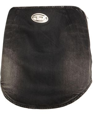 DIESEL Charcoal Denim Skirt Cotton, Lyocell, Modal - Black