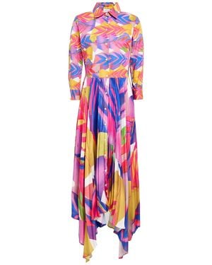 Sara Roka Fuchsia Maxi Dress Polyester, Cotton, Elastane - White