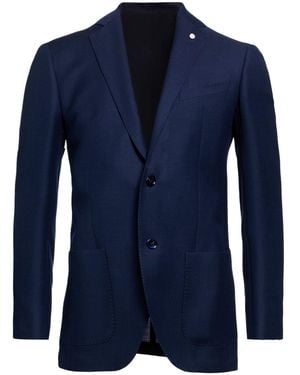Luigi Bianchi Blazer Mohair Wool, Virgin Wool - Blue