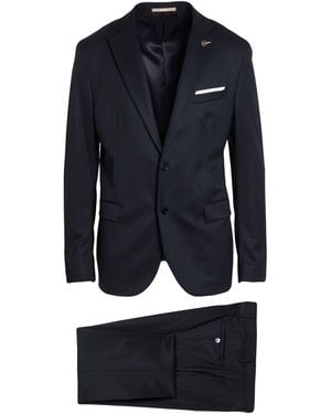 Paoloni Midnight Suit Wool, Elastane - Blue
